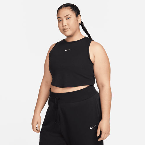 Nike Sportswear Chill Knit Women's Tight Cropped Mini-Rib Tank Top - Black - Polyester/Lyocell/Elastane