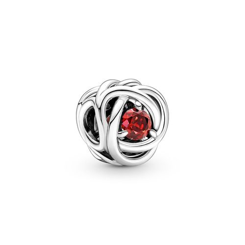 Pandora July Birthstone Eternity Circle Charm - Sterling Silver / Man-made Crystal / Red