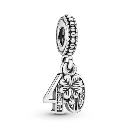 Pandora 40th Celebration Dangle Charm - Sterling Silver / Clear