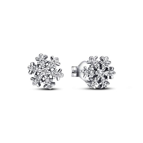 Pandora Sparkling Snowflake Stud Earrings - Sterling Silver / Clear