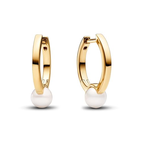 Pandora Treated Freshwater Cultured Pearl Hoop Earrings - 14k Gold-plated Unique Metal Blend / White