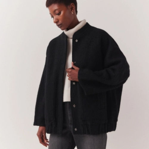 Boiled Wool Knitted Bomber...