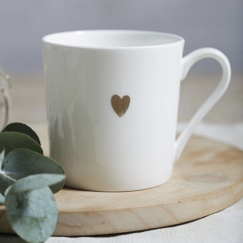 Bone China Heart Mug, White,...