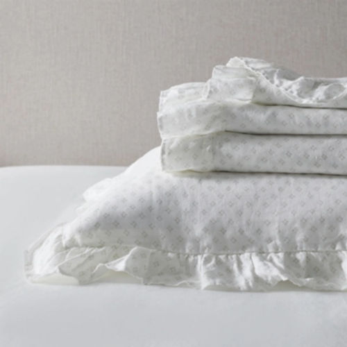 Dorit Flat Sheet, White/Grey,...