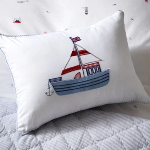 Embroidered Boat Cushion,...