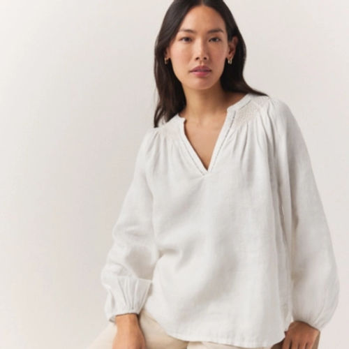 Linen Blouse With Contrast...