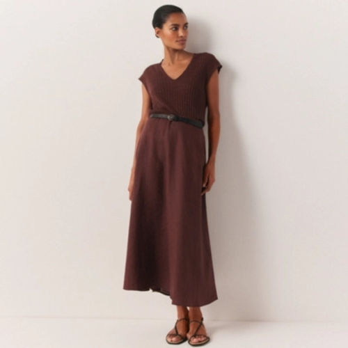 Linen Circle Midi Skirt,...