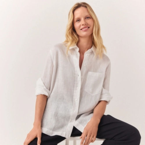 Linen Oversized Shirt, White,...