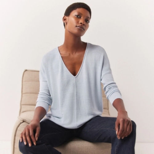 Linen Rich Oversized V-Neck...