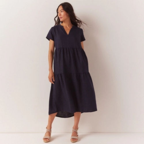 Linen Tiered Midi Dress,...