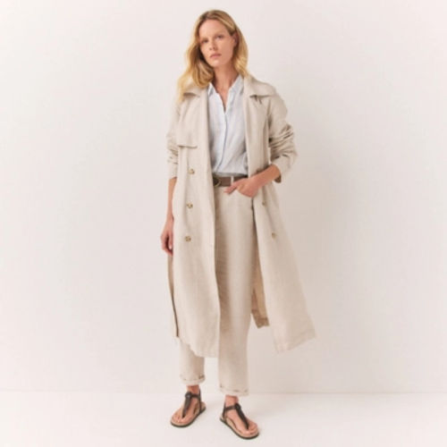 Linen Trench Coat, Flax, 16