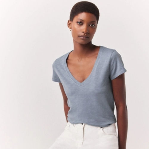 Organic Cotton Slub V-Neck...