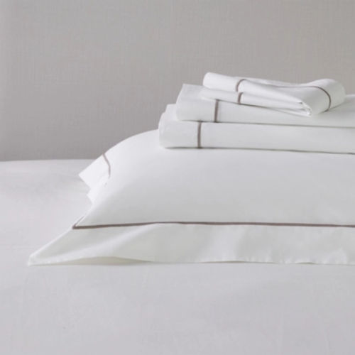 Savoy Flat Sheet, White/Mink,...