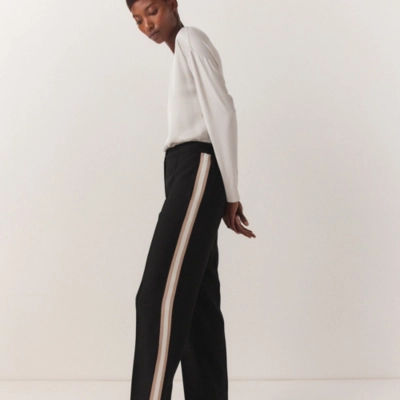 Buy Black/Green Wide Leg Track Side Stripe Trousers from Next Belgium