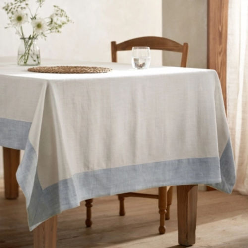 The White Company Soft Blue Border Tablecloth, Blue, Size: One Size