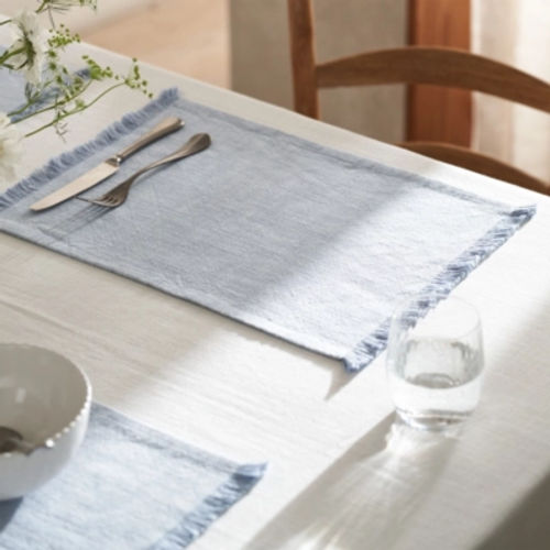 Soft Blue Fringed Placemats –...