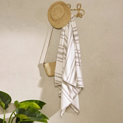 Stripe Beach Towel, White...