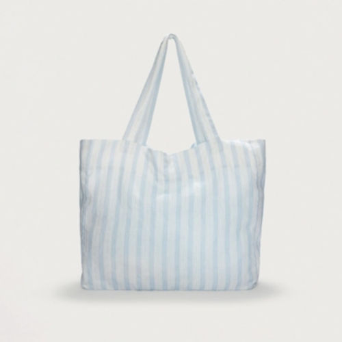 Stripe Linen Tote Bag, Blue...