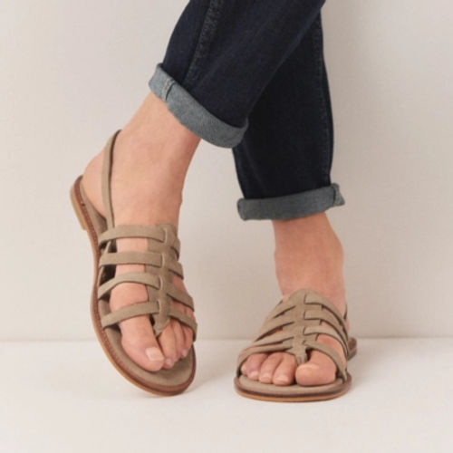 Suede Caged Flat Sandals,...