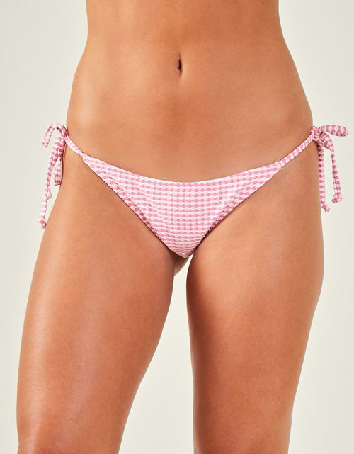 Accessorize Women's Pink Classic Seersucker Side Tie Bikini Bottoms, Size: 20