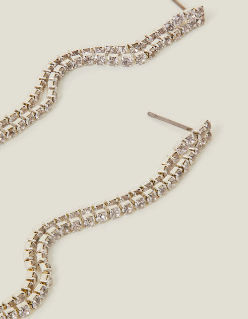 Accessorize Women's White Crystal Cup Chain Slinky Drop Earrings