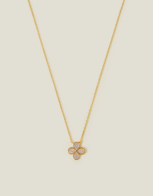 Accessorize Women's 14ct Gold-Plated Sparkle Flower Pendant Necklace