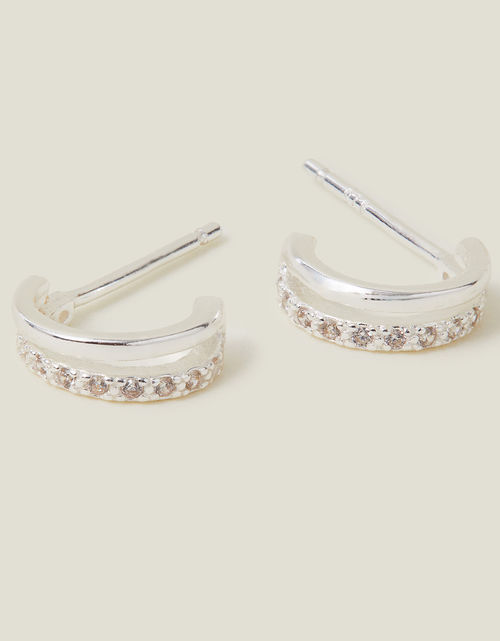 Accessorize Women's Sterling Silver Plated Classic Double Hoop Earrings