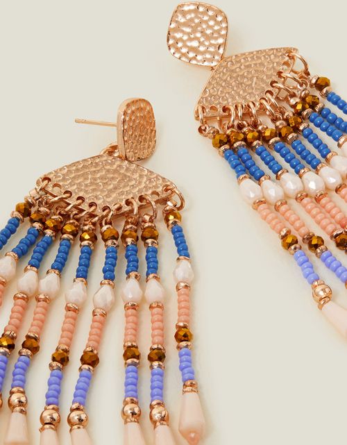 Accessorize Women's Gold Chevron Beaded Tassel Earrings