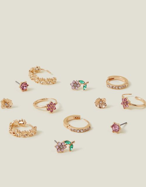 Accessorize 6-Pack Flower Stud and Hoop Earrings