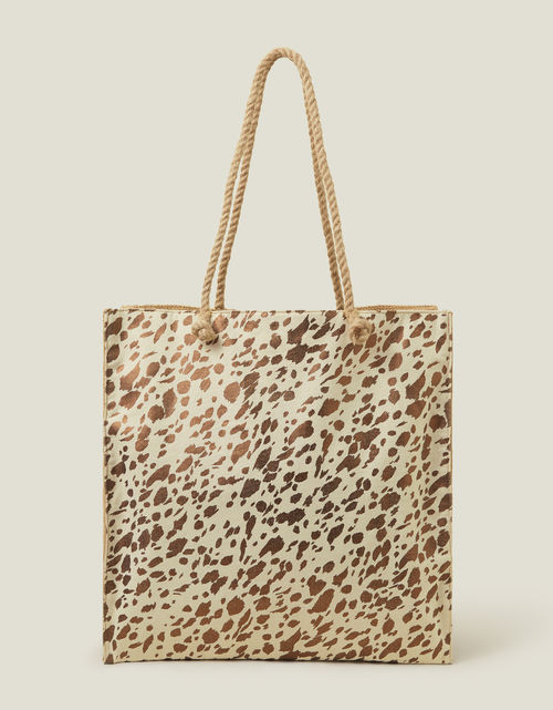 Accessorize Women's Brown/Gold Metallic Beach Shopper Bag, Size: 37x36cm