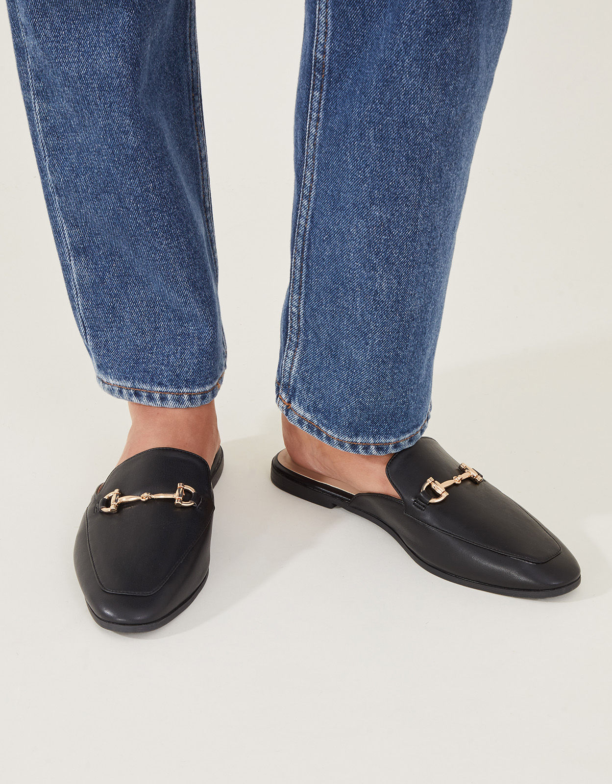 Accessorize Women s Backless Metal Bar Loafers Black Size 41