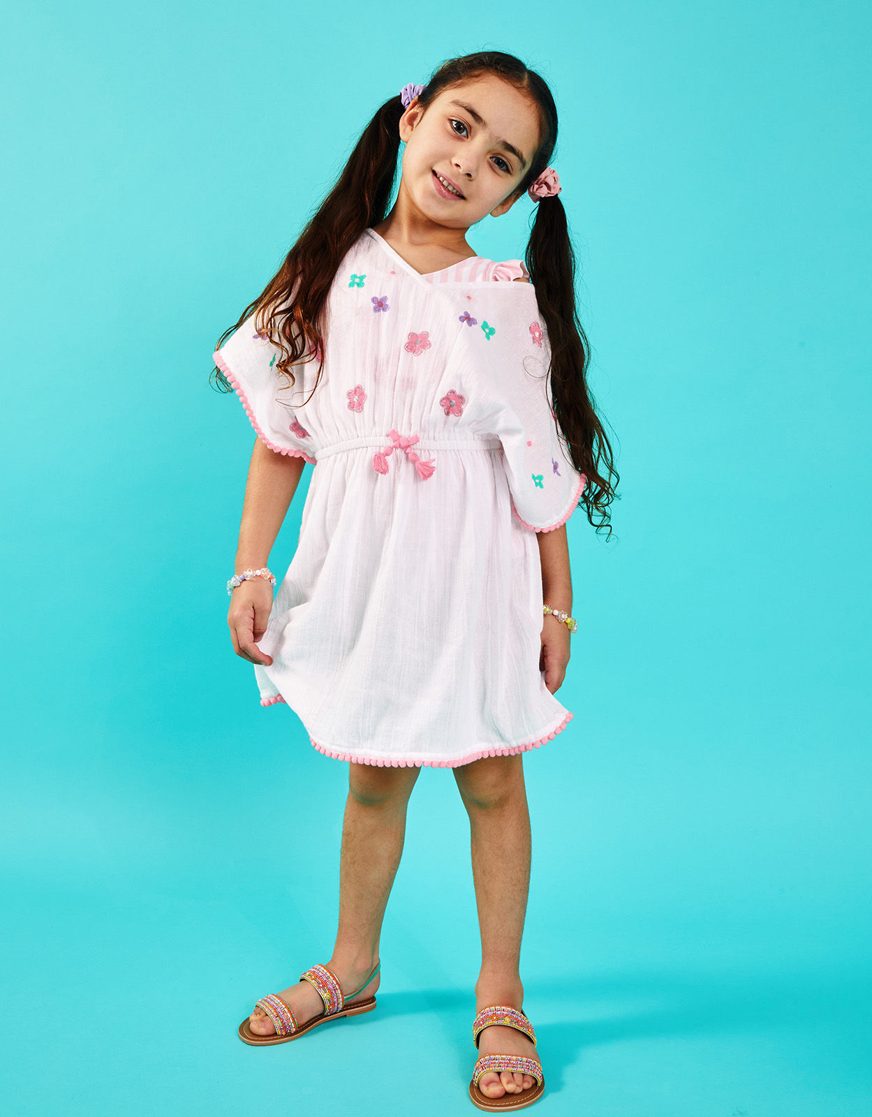 Accessorize Little Girl s Floral Embroidered Kaftan White Size 2