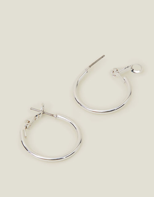 Accessorize Women's Small Simple Hoops Silver