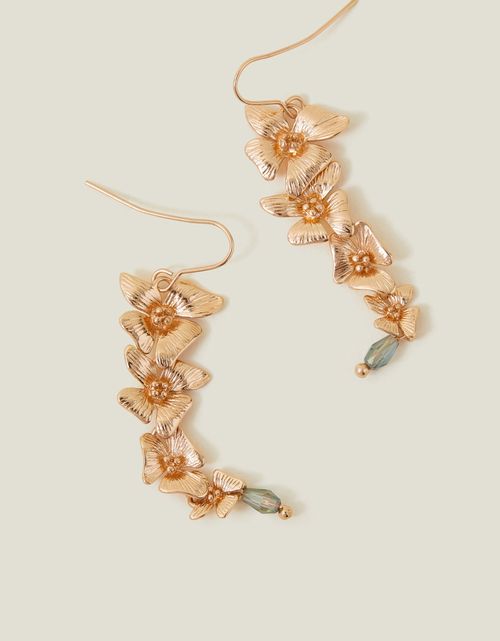 Accessorize Women's Gold Flower Stone Drop Earrings