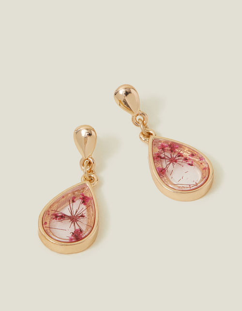 Gold/Pink Pressed Flower Tear...