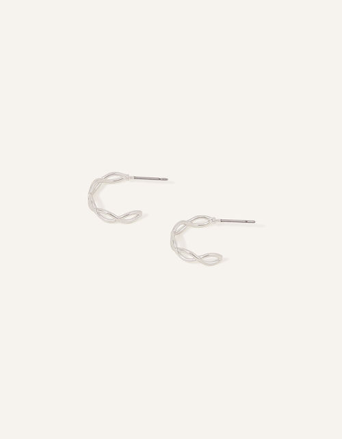 Accessorize Women's Silver Crossover Hoop Earrings, Size: 2cm