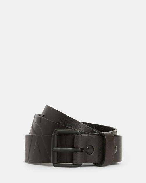 Nova Debossed Leather Waist Belt BLACK/MATTE BLACK