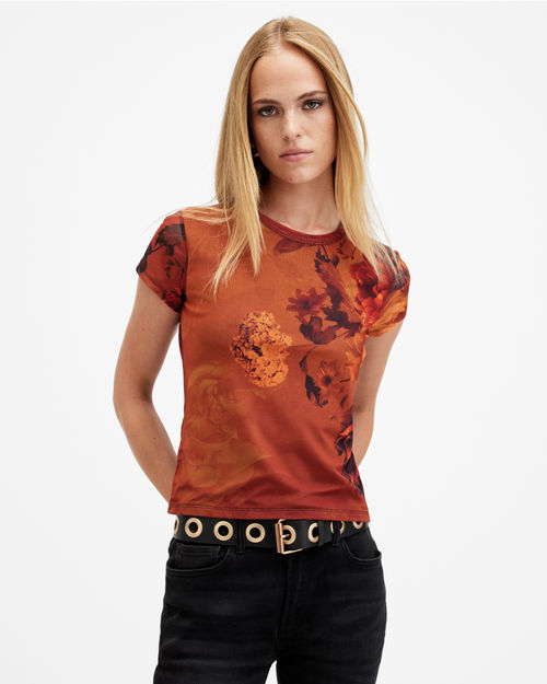 Allsaints Ellie Mesh Floral Print T-shirt