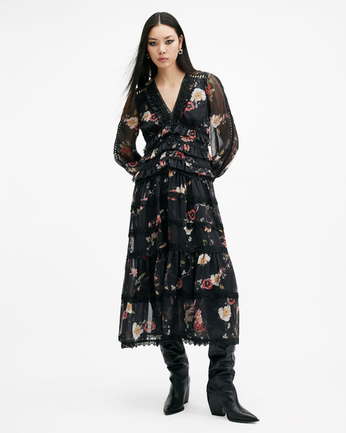 Allsaints Zora Floral Ruffle...