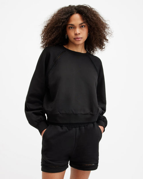 AllSaints Ewelina Crochet Relaxed Fit Sweatshirt