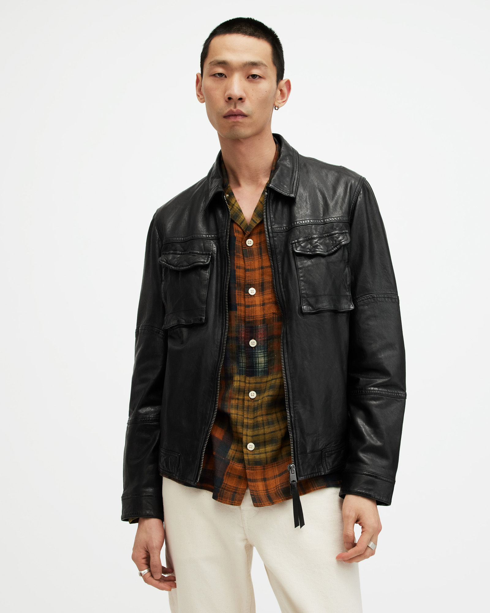 AllSaints Whilby Zip Up Lightweight Leather Jacket | £399.00 | One 