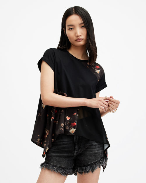 AllSaints Zala Kora Handkerchief Hem T-Shirt