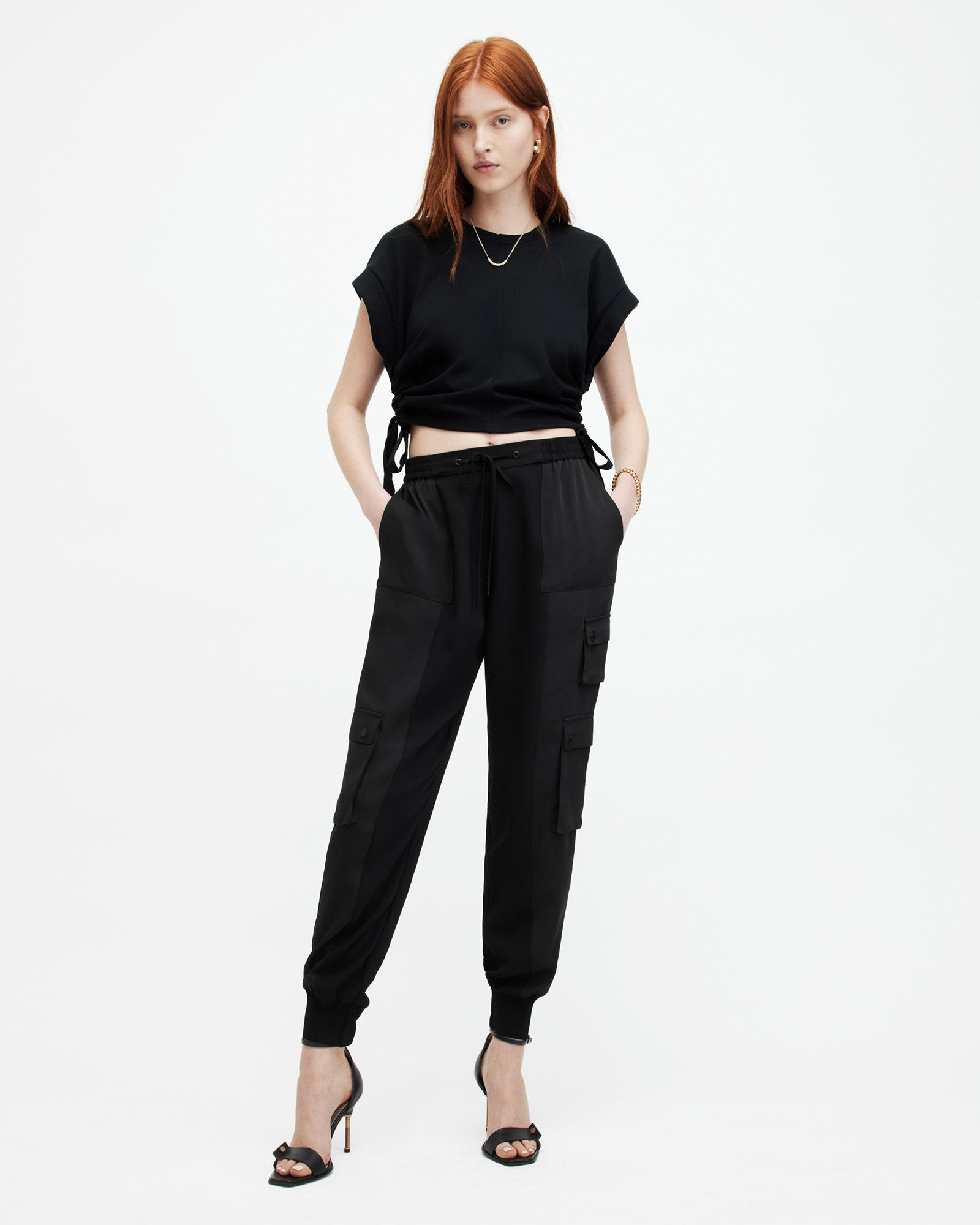 HIGH-WAIST WIDE LEG PANTS in Black & Natural | VENUS