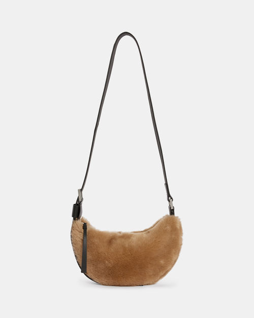 AllSaints Half Moon Leather Crossbody Bag