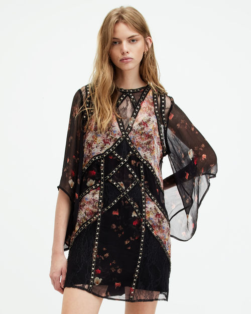 AllSaints Lucia Lace Embellished Mini Dress