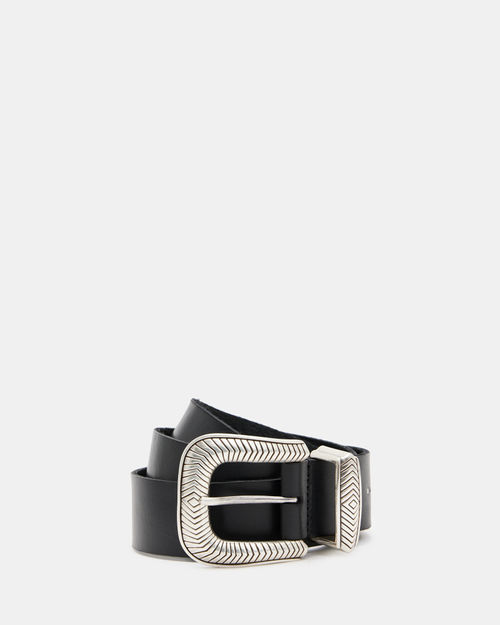 ALLSAINTS Brass Buckle Leather Belt