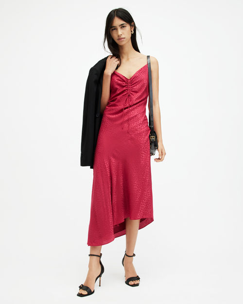 AllSaints Alexia Jacquard V-Neck Midi Slip Dress