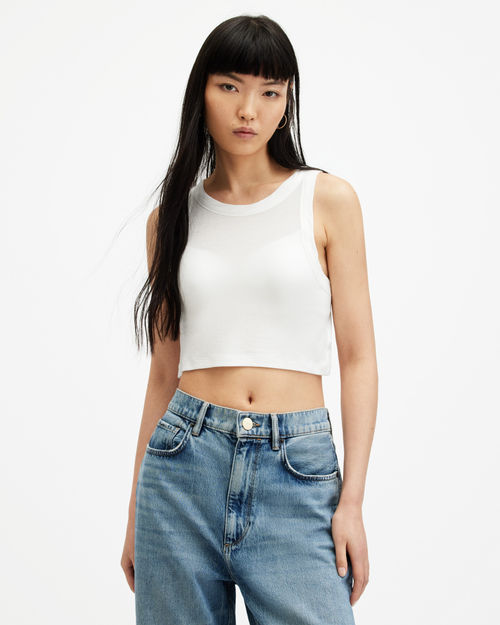 Rina Crew Neck Sleeveless Tank Top White