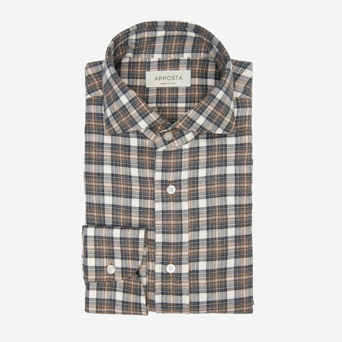 Hemd groß kariert multi flanell twill doppelt gezwirnt, kragenform modernisierter spreizkragen mit kurzen spitzen