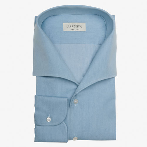 Hemd einfarbig hellblau baumwolle denim, kragenform einteiliger kragen